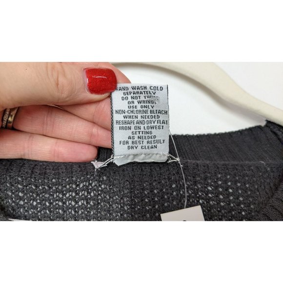 NWT Sweet Romeo Black Seed Stitch Pullover Sweater Semi Sheer Side Slit - Picture 6 of 8